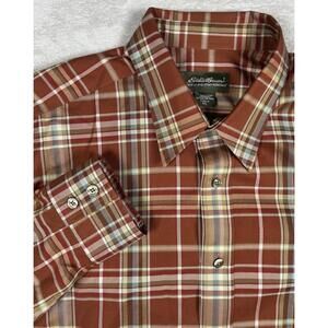 Vintage Eddie Bauer Wrinkle Resistant Check Plaid L/S Button Down Shirt Mens XLT